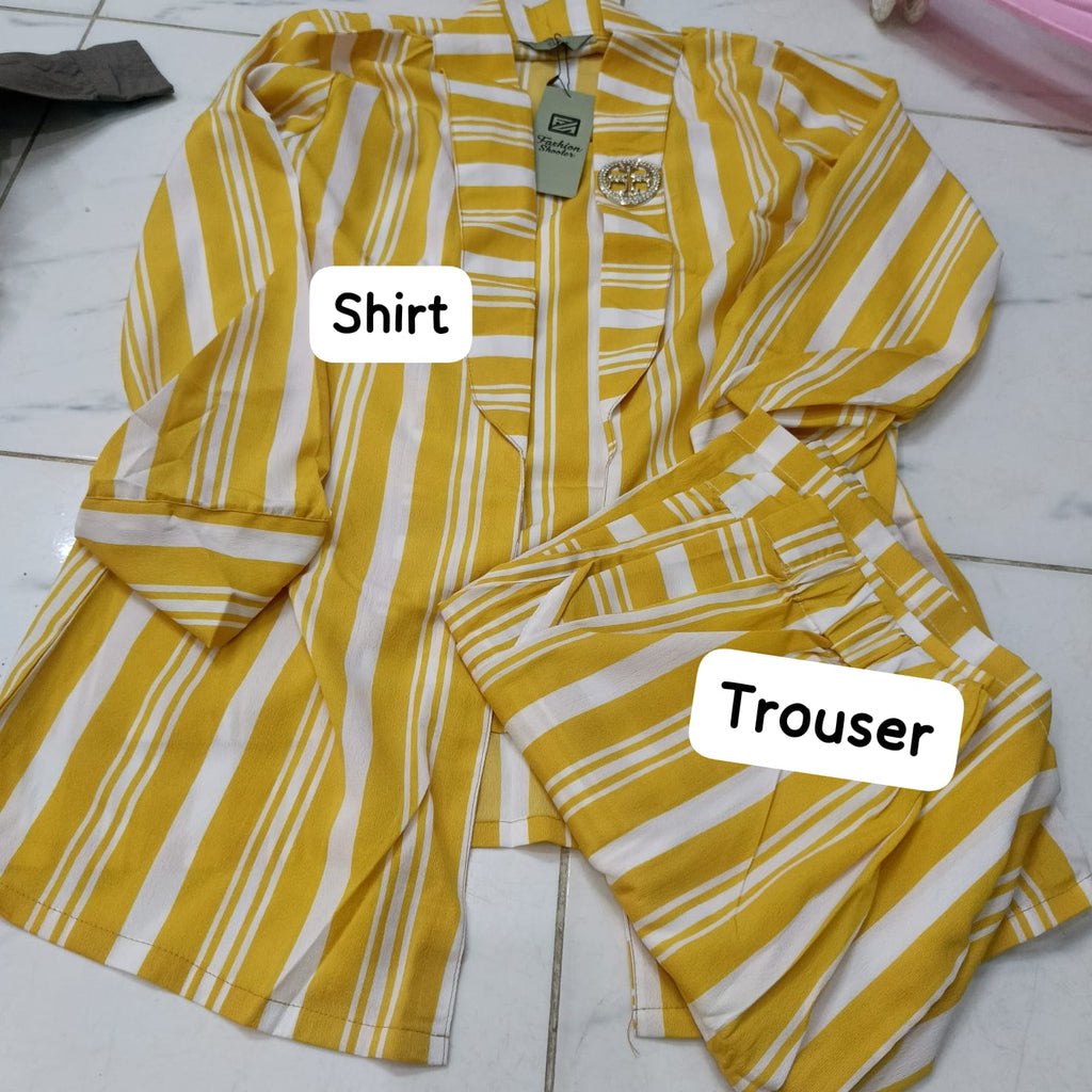 Premium 3-Piece Georgette Striped Co-Ord Set