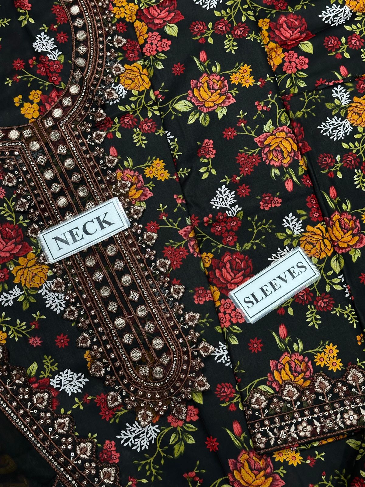 Maria B Digital Printed Lawn 3 Piece Suit with Embroidered Neck & Chiffon Dupatta | Sheikhani Clothing