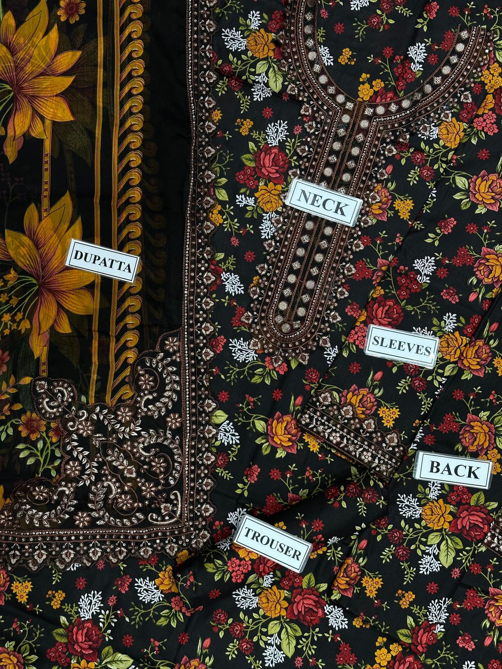 Maria B Digital Printed Lawn 3 Piece Suit with Embroidered Neck & Chiffon Dupatta | Sheikhani Clothing