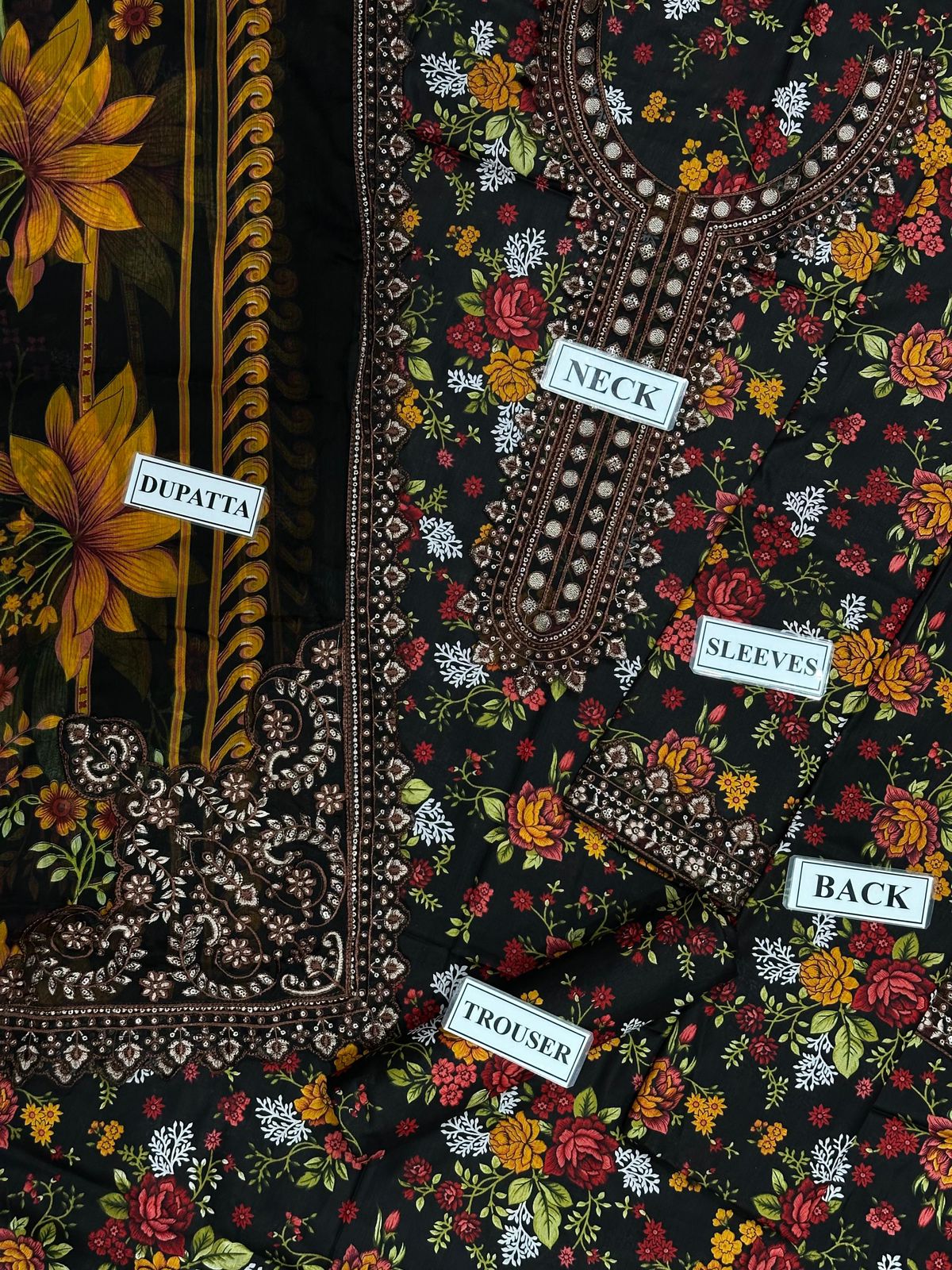 Maria B Digital Printed Lawn 3 Piece Suit with Embroidered Neck & Chiffon Dupatta | Sheikhani Clothing