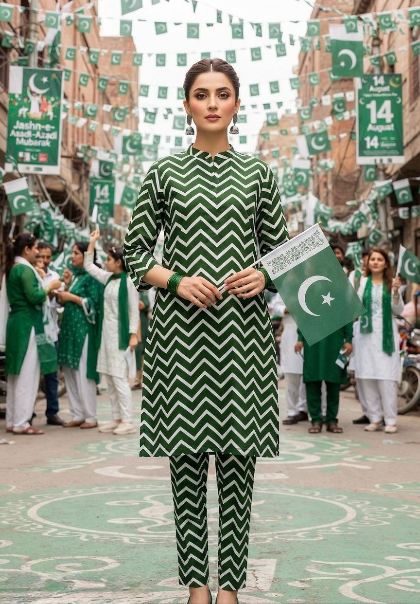 Emerald Chevron Print Unstitched 2-Piece Lawn Suit (5 Metres) – Sheikhaniz