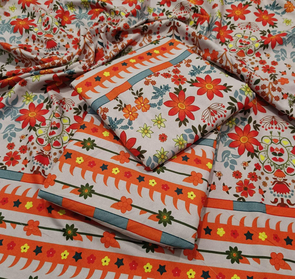 Women's Unstitched 2 Piece Soft Cotton Lawn Suit – Matching Shirt & Trouser | Sheikhani Clothing